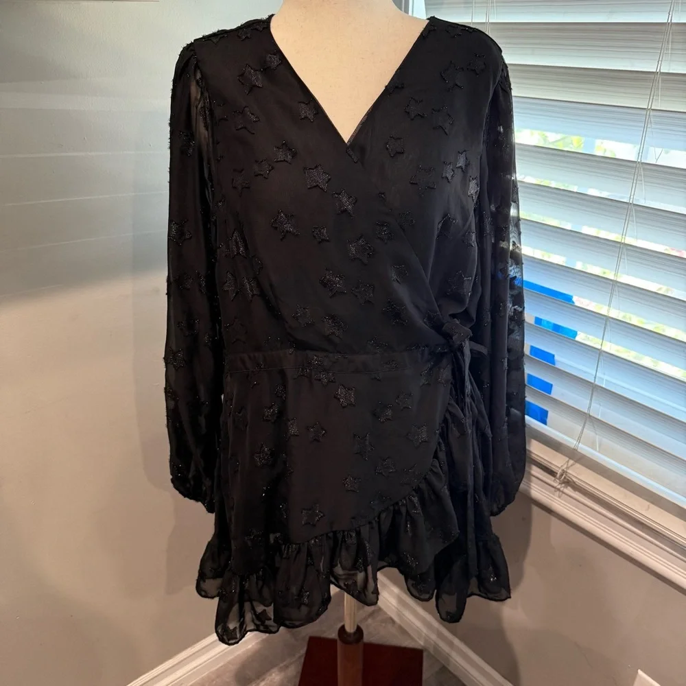 Torrid Lurex Star Surplice Ruffle‎ Hem Top